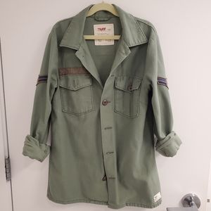 TNA military shacket shirt jacket Aritzia XS Olive green